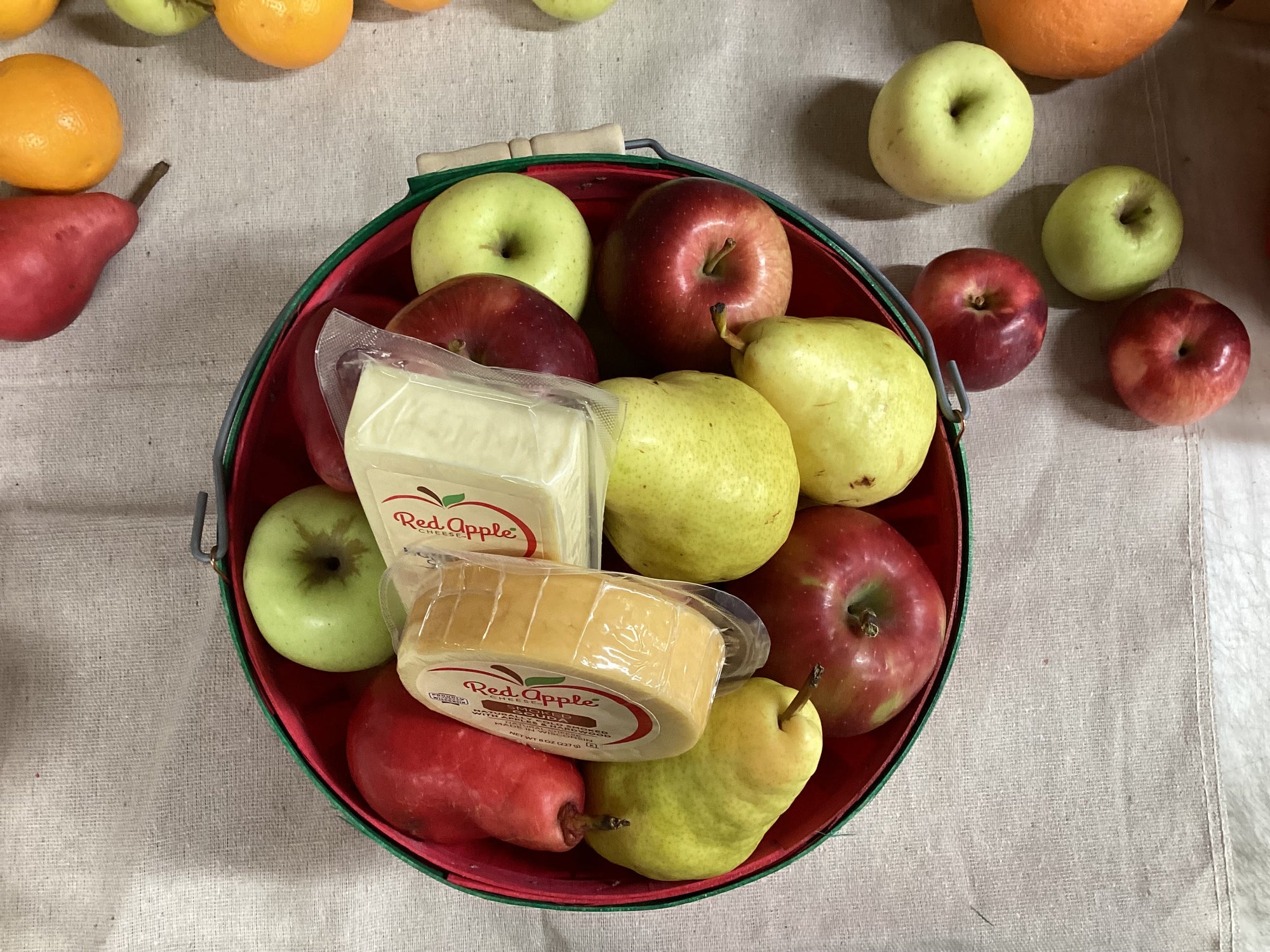 Gourmet Cheese and Fruit Peck Fruit Basket