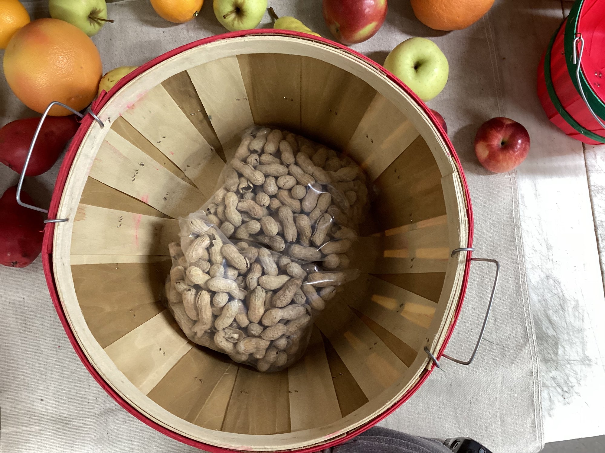 Fruit and Peanuts Mix Half Bushel Flat Top Basket