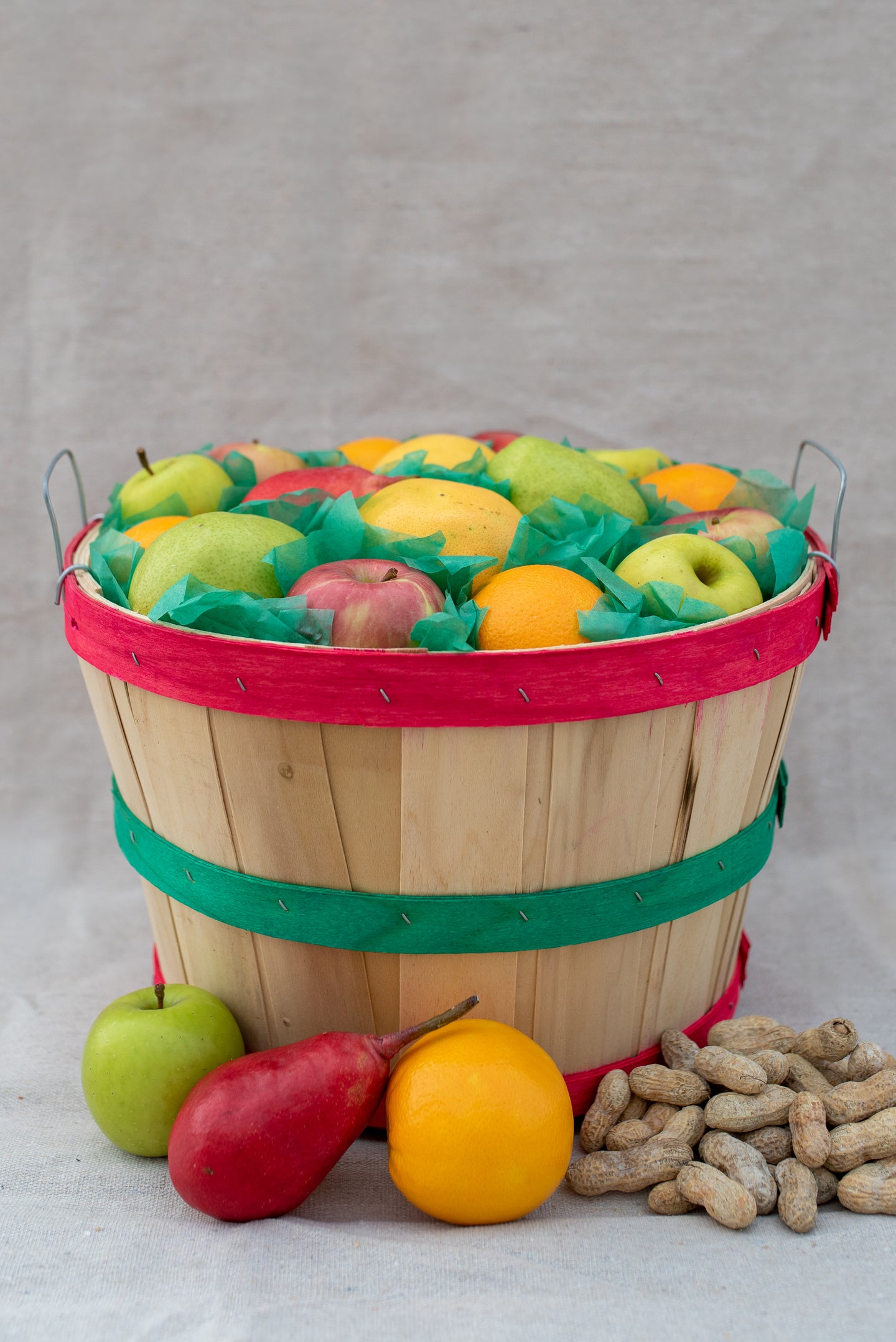 Fruit and Peanuts Mix Half Bushel Flat Top Basket