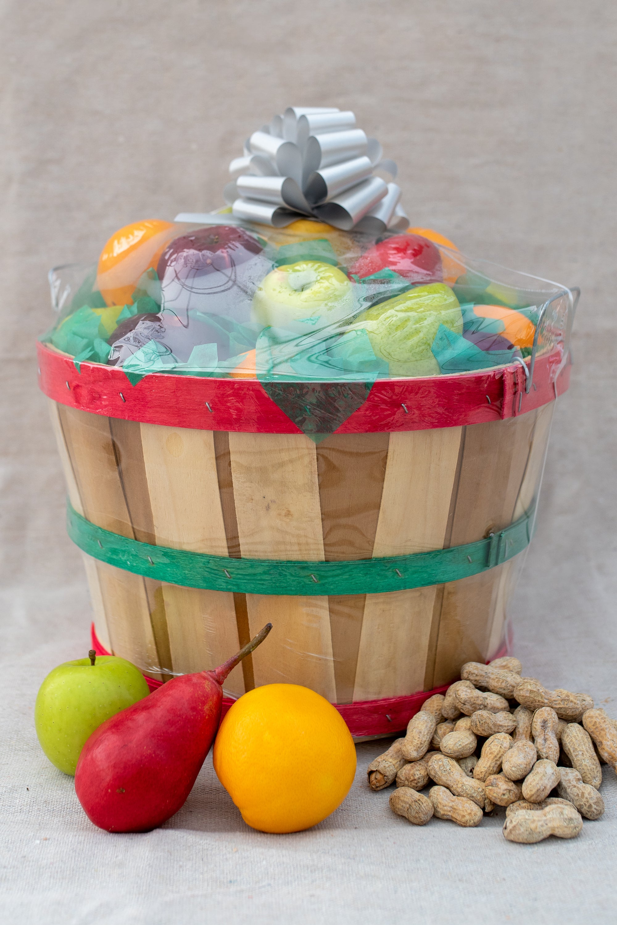 Fruit and Peanuts Mix Half Bushel Round Top Basket