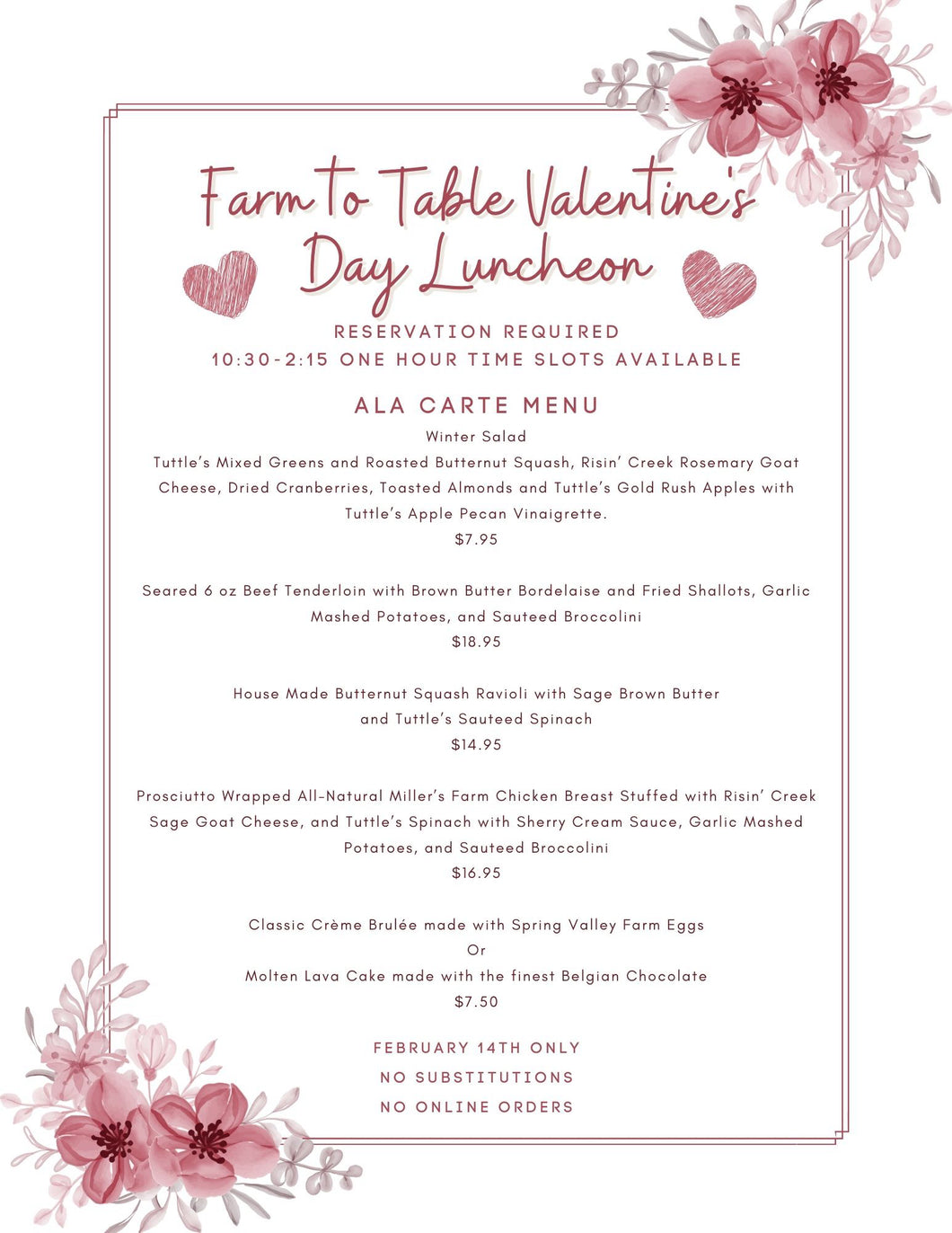 Farm to Table Valentine's Day Lunch